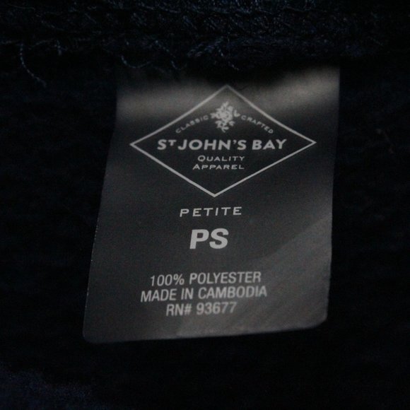 St. John Bay Sherpa Sweater Women's Petite Navy Blue Pullover Mock Neck Sz PS - Picture 5 of 8